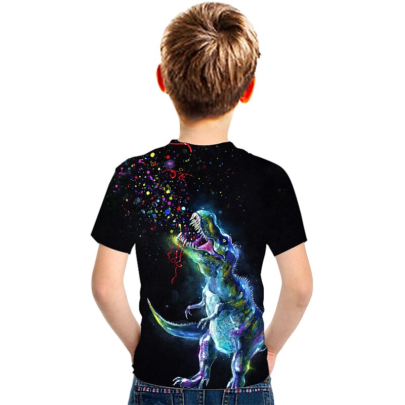 Boys 3D Dinosaur T shirt Short Sleeve 3D Print Summer Active Cute Cool Kids 3-12 Years School Daily3