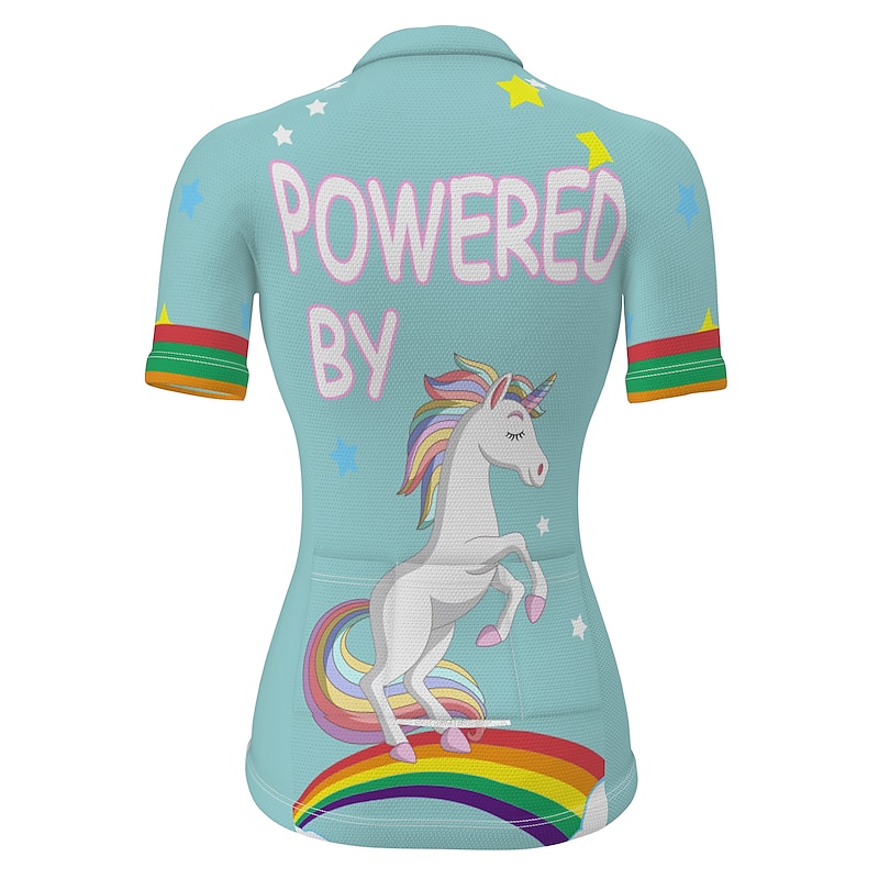 Women's Cycling Jersey Graphic Rainbow Unicorn Short Sleeve Bike Jersey Top with 3 Rear Pockets Mountain Bike MTB Road Bike Cycling Fast Dry Quick Dry Soft Reflective Strips Sports Rose Red + Black4