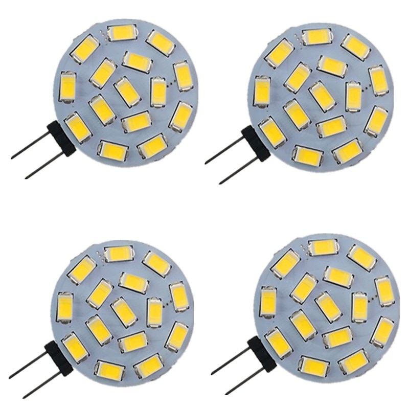 4Pcs G4 LED Bulb 30 Watt Equivalent Bi-Pin LED Disc JC Side Pin 12V-24VDC Low Volt CRI85 300 Lumens White/Warm/Green/Red/Yellow/Blue