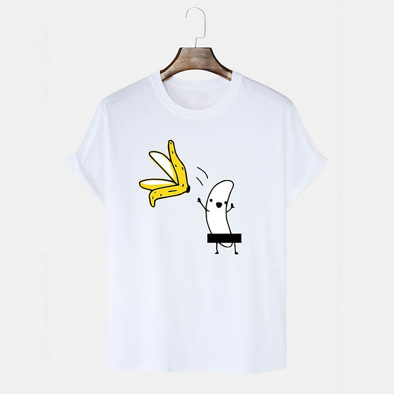 Men's Short Sleeve Funny T-Shirt - Humorous Naked Banana Censored Graphic Tee
