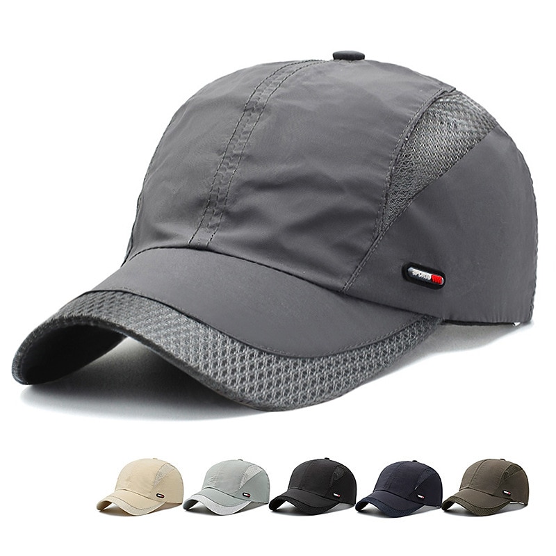 Canvas Baseball Cap Running Cap Sun Hat Women's Men's Hat Patchwork Adjustable Sun Protection Lightweight for Fitness Baseball Running Autumn / Fall Spring Summer Black Grey Dark Gray / Breathable