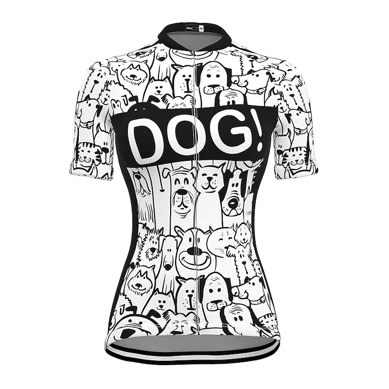 Women's Cycling Jersey Graphic Dog Patterned Short Sleeve Bike Jersey Top with 3 Rear Pockets Mountain Bike MTB Road Bike Cycling Fast Dry Quick Dry Soft Reflective Strips Sports White Clothing2
