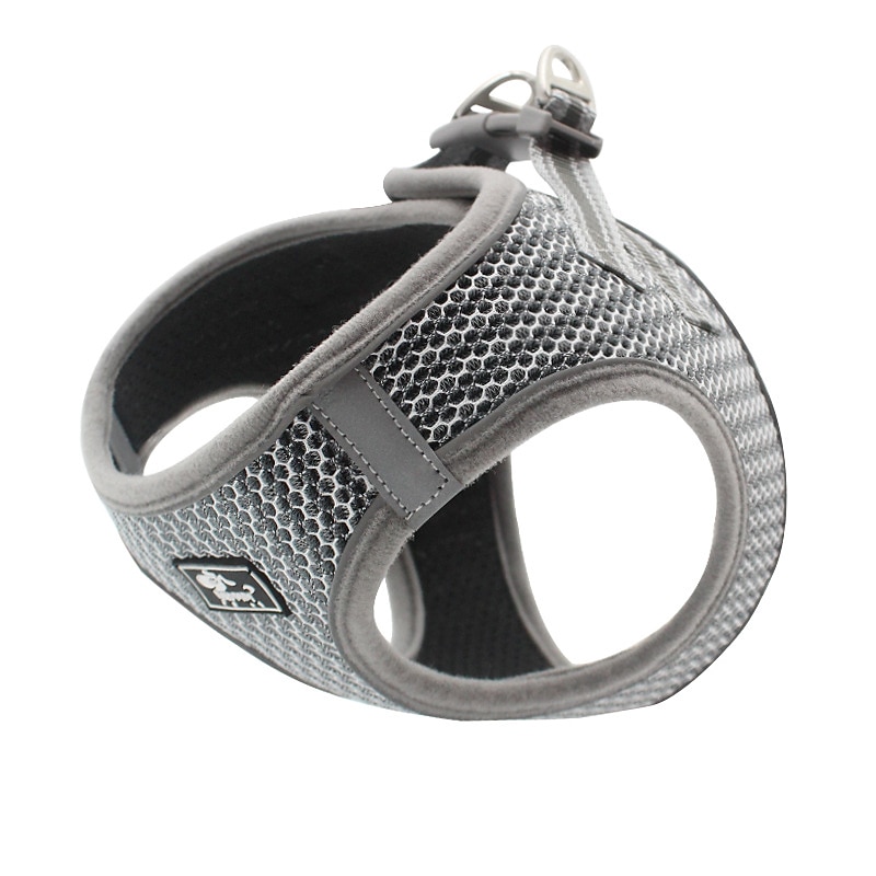 no pull dog harness small dogs, soft mesh reflective breathable step-in dog cat harness and lead set for puppy cat pet vest with leash adjustable for outdoor walking, training xs silver grey3