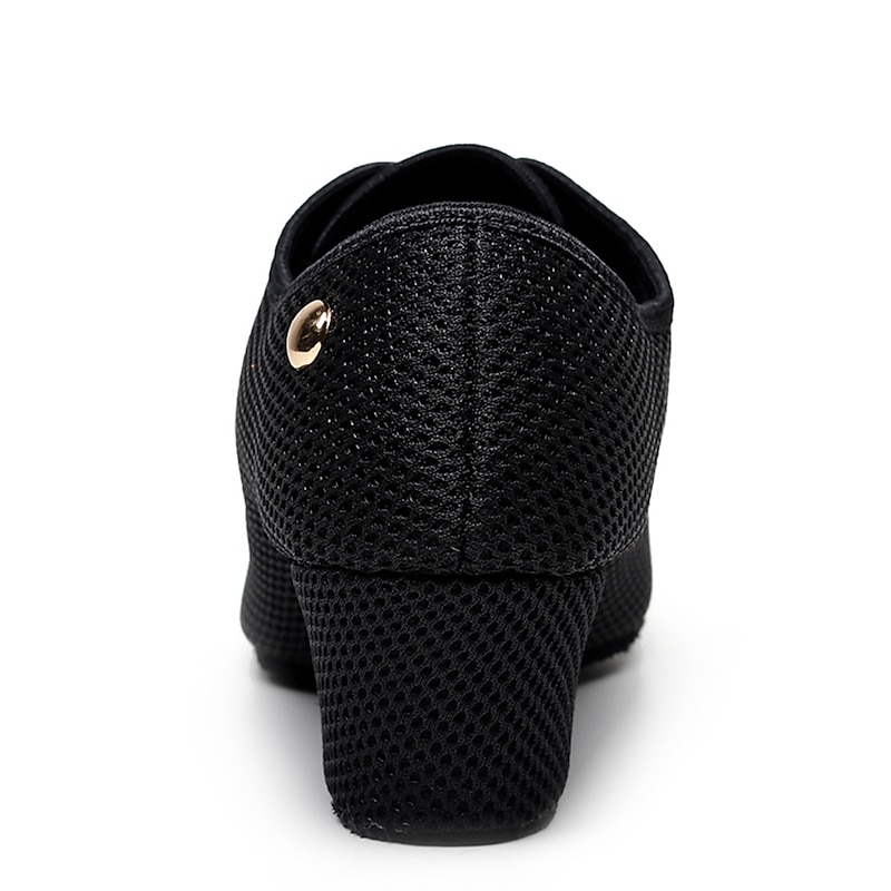 Women's Breathable Mesh Jazz Dance Shoes with Lace-Up Design and Comfortable Heeled Sole for Ballroom and Practice Sessions3