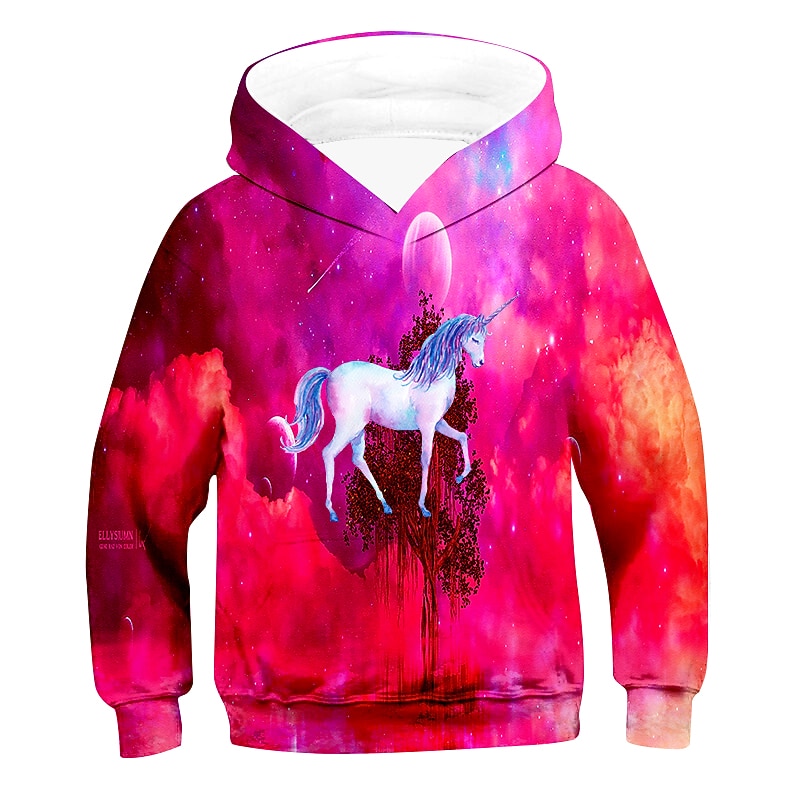 Girls' 3D Graphic 3D Hoodie & Sweatshirt Long Sleeve 3D Print Active Streetwear Kids3