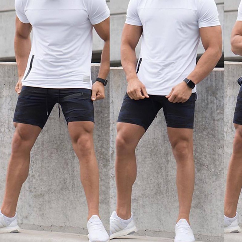 Men's Sweat Shorts Drawstring Elastic Waist Plain Breathable Sports Short Daily Beach Casual / Sporty Athleisure ArmyGreen Black Micro-elastic4