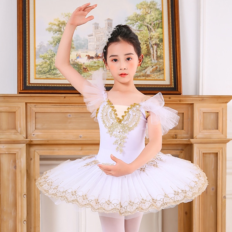 Kids' Dancewear Ballet Dress Pearls Crystals / Rhinestones Sequins Girls' Training Performance Sleeveless Spandex Organza4