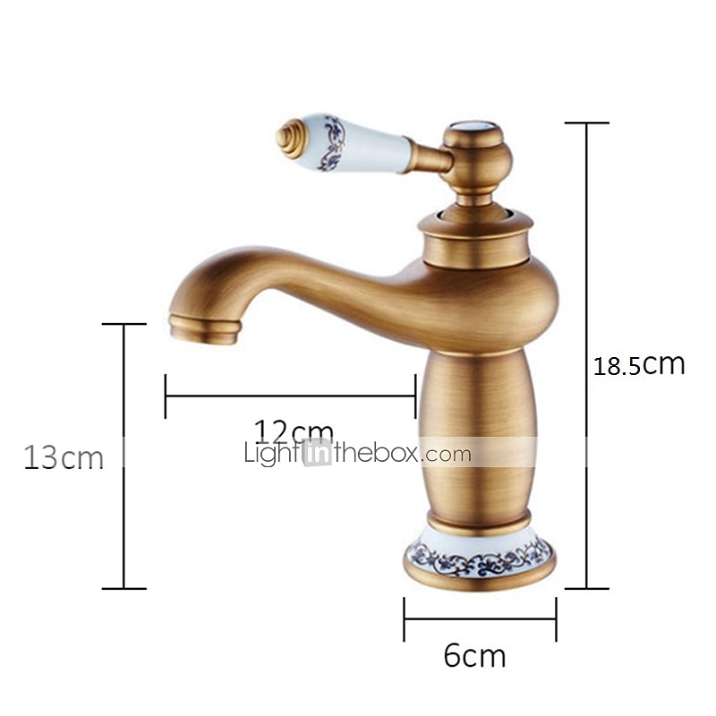 Bathroom Sink Faucet,Single Handle One Hole Brass Standard Spout,Brass Vintage Bathroom Sink Faucet Contain with Hot and Cold Water2