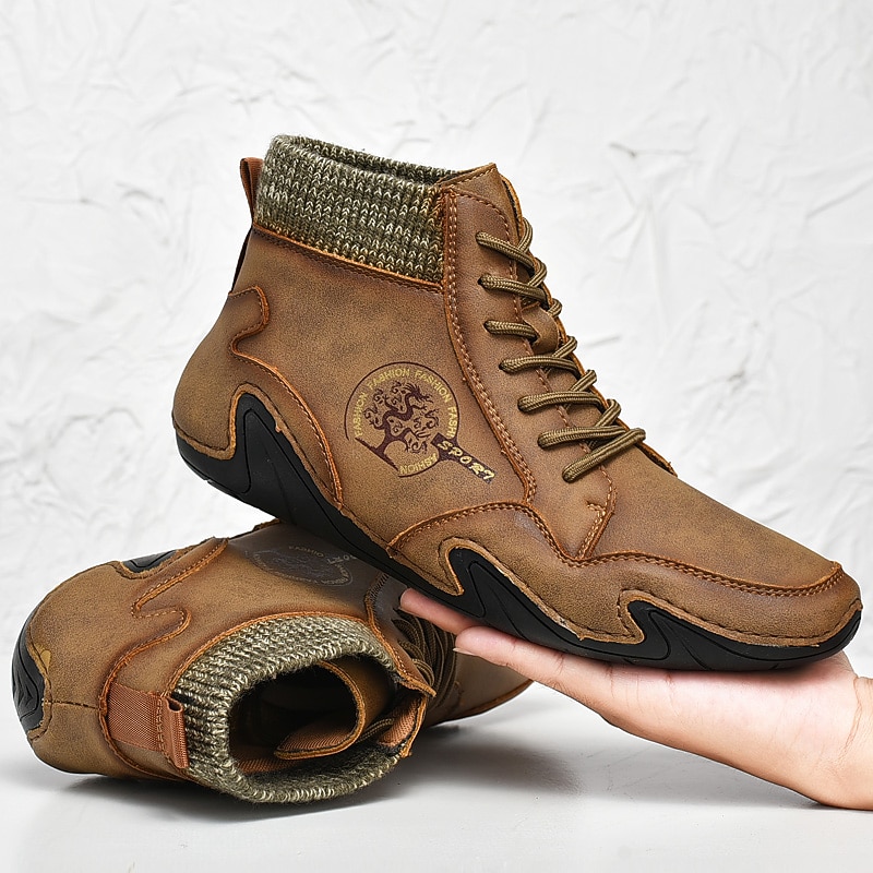 Men's Vintage High-Top Ankle Boots – Lace-Up Casual Outdoor Shoes with Non-Slip Sole for Hiking & Daily Wear2