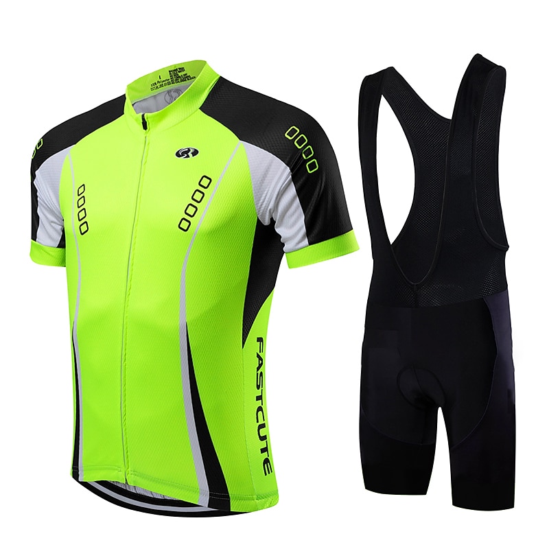 Men's Cycling Jersey with Bib Shorts Short Sleeve Mountain Bike MTB Road Bike Cycling Fall Yellow Light Green Red Bike Clothing Suit Breathable Quick Dry Back Pocket Lycra Sports Patterned Clothing2