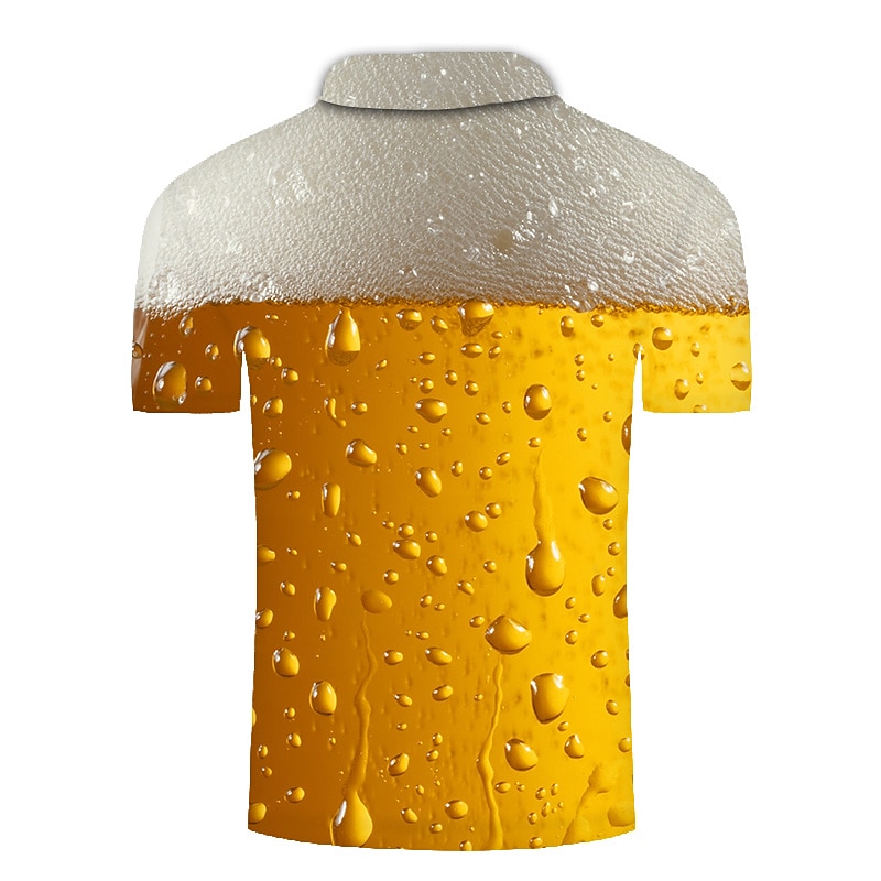 Oktoberfest Men's Polo Shirt Tennis Shirt Golf Shirt Graphic Prints Beer Collar Yellow Light Green Red Navy Blue Light Purple 3D Print Street Casual Short Sleeve Button-Down Clothing Apparel Fashion3