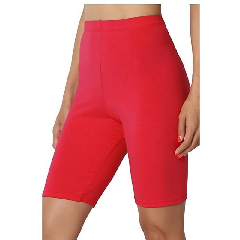 Women's Gym Shorts Yoga Shorts Biker Shorts Elastic Waistband Butt Lift Tummy Control High Waist Gym Workout Running Fitness Shorts Solid Color Black White Pink Cotton Sports Activewear Stretchy2