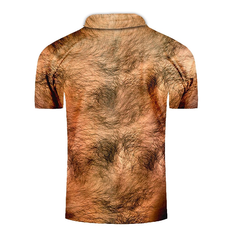 Men's Graphic Cosplay Polo Shirts Golf Shirt Short Sleeve Polo Shirts Collared Shirts Casual Vacation Wear Rave Wear Party Outfits Buttons 3D Print Yellow Brown2