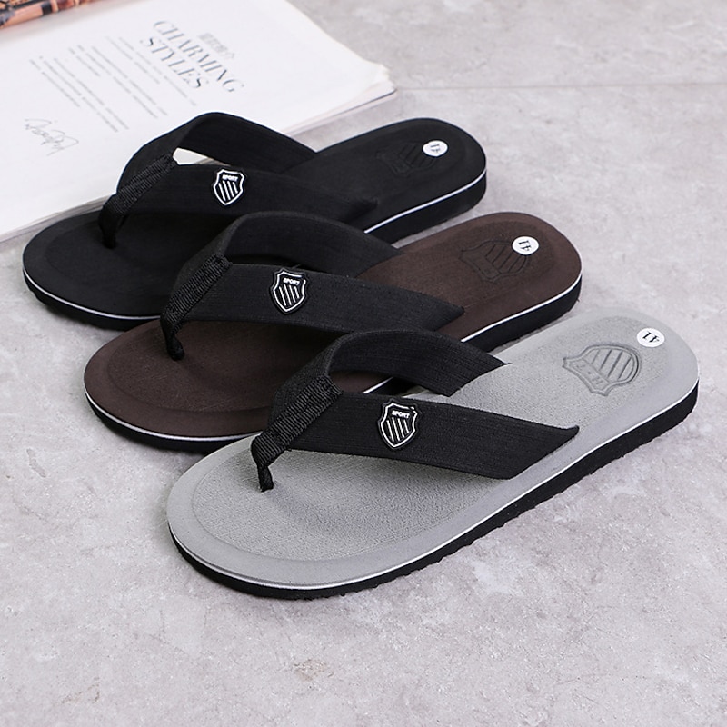 Men's Black Flip-Flop Sandals with Cushioned Sole  - Comfortable Casual Beach and Summer Footwear