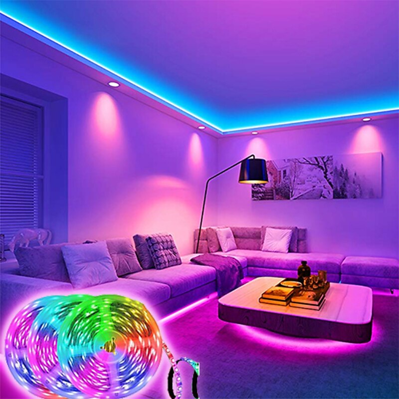 LED Strip Lights Bluetooth App Control 20m 66ft 600LEDs / 15m 49ft450LEDs RGB Color Changing SMD5050 Flexible Music Sync for Home Room Kitchen TV Decoration2