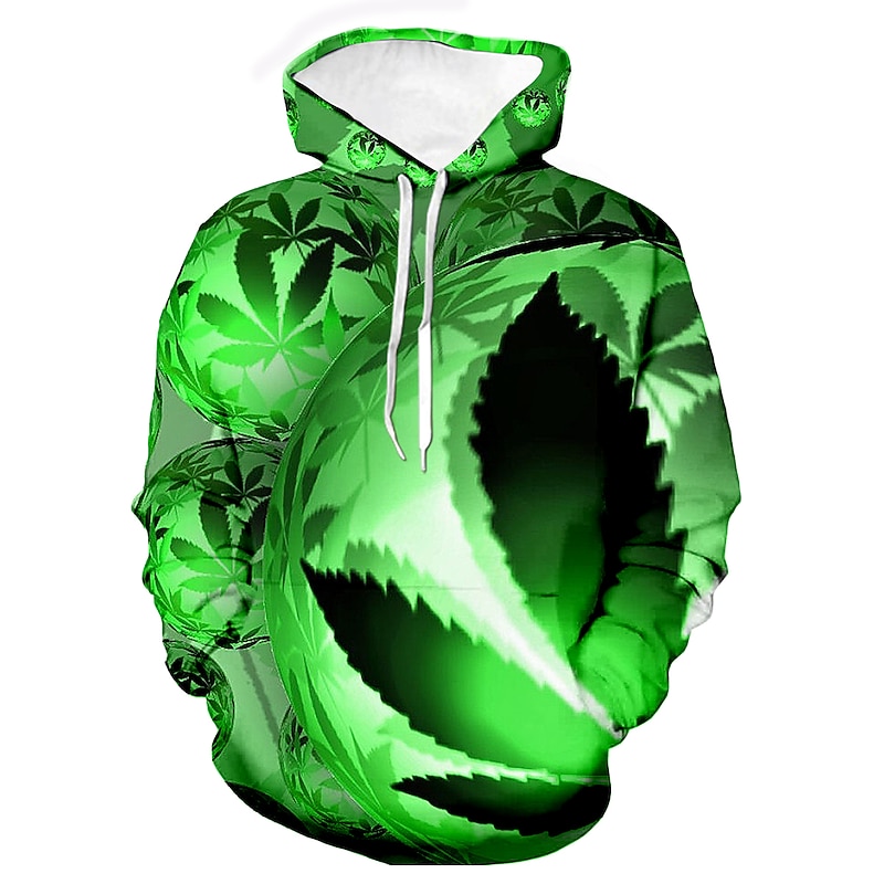Men's Trees / Leaves 3D Hoodie Hoodies Sweatshirt Country Casual Long Sleeve Hooded Party Daily Holiday Black Green Purple Spring & Summer Designer3