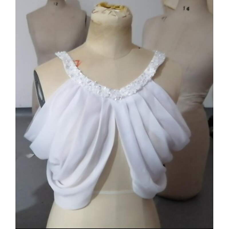 Women's Wrap Bolero Elegant Sleeveless Chiffon Wedding Wraps With Pure Color For Wedding Party All Seasons3