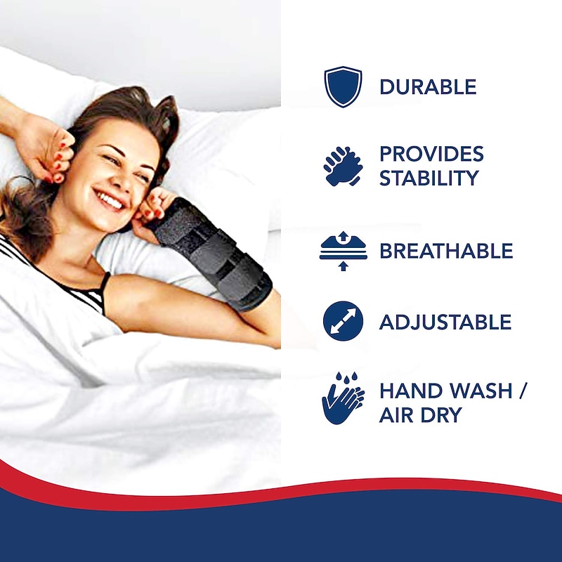 Carpal Tunnel Wrist Brace Night Wrist Support Sleep Brace Single with Splint Adjustable to Fit Any Hand3