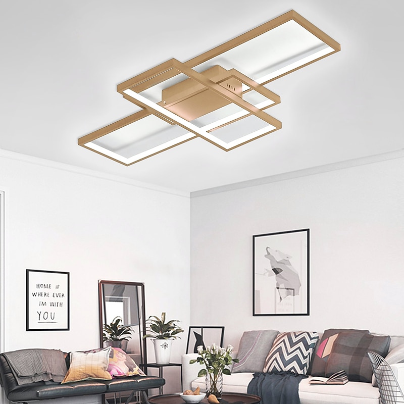 LED Ceiling Light Modern Geometric Pattern 90cm 3-Light Linear Flush Mount Ambient Light Metal Aluminum Warm White Cold White Dimmable Version With Remote Control ONLY DIMMABLE WITH REMOTE CONTROL4