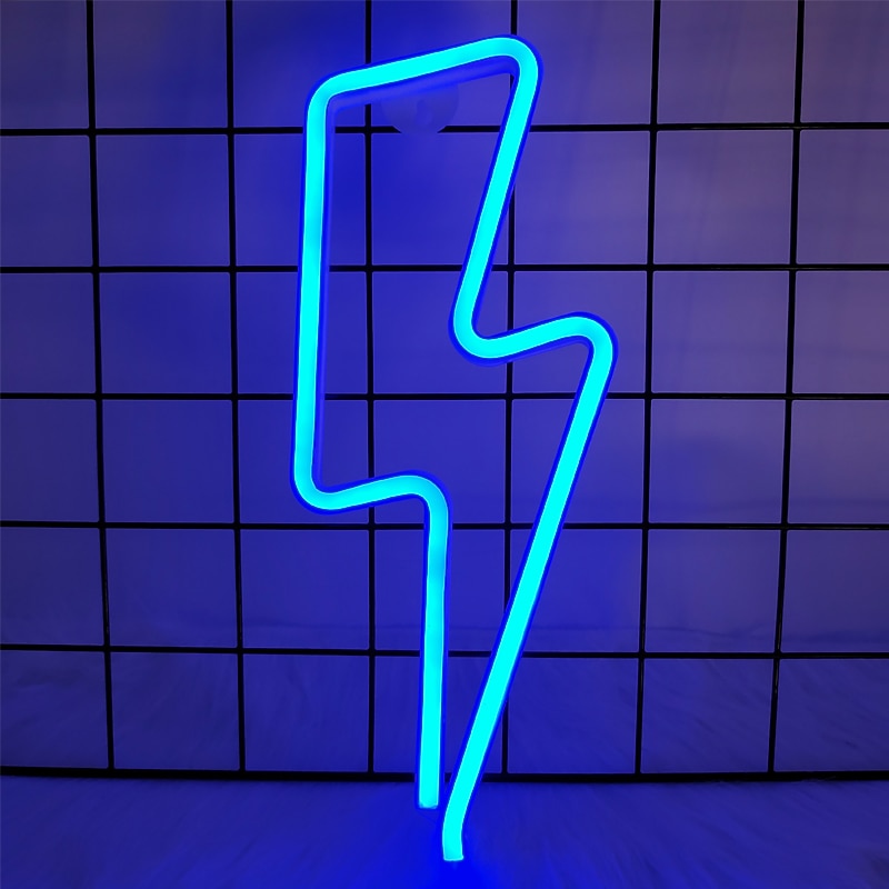 LED Neon Sign Light Lightning Shape Night Light Christmas Halloween Party Decoration Gift USB or Battery Operated Wall Décor2