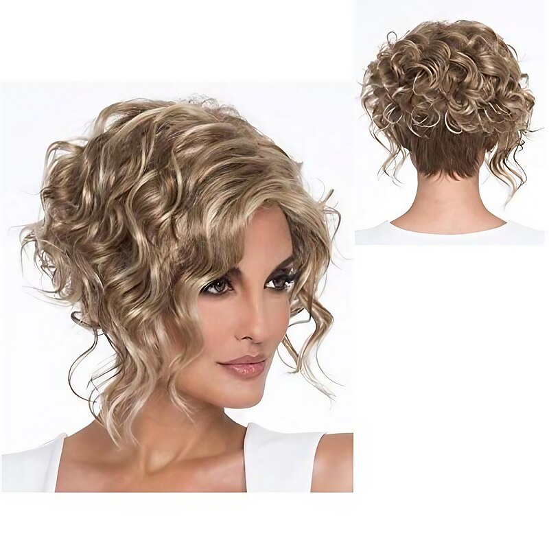 Blonde Wigs for Women Baruisi Short Curly Blonde Wigs for Women Synthetic Heat Resistant Side Part Halloween Cosplay Hair Wig