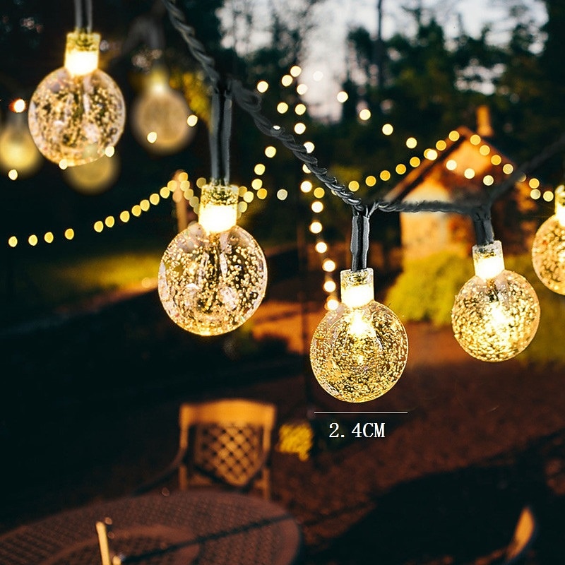 Elegant Wedding Party Reception 7M 50LED Solar LED String Lights - Waterproof Bubble Ball Fairy Lights for Garden, Holiday Decor Warm White & Colorful2