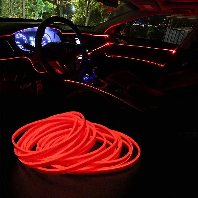 Car EL Wire LED Strip 5M LED Car Lights Atmosphere Light for DIY Flexible AUTO Interior Lamp Party Decoration 12V Neon Strips 2pcs 1pc Set4