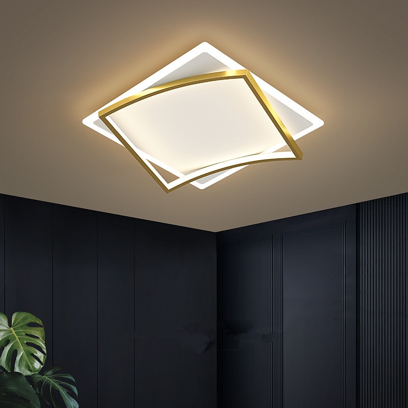 LED Ceiling Light Square Design Black Gold Includes Diimmable Version 45/55/65 cm Geometric Shapes Flush Mount Lights Aluminum Artistic Style Modern Style Stylish Painted Finishes Artistic 110-120V 220-240V