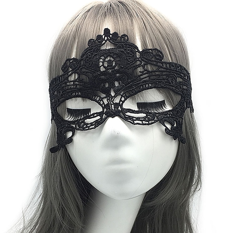 Women's Lace Eye Mask Lady Eye Mask Adults' Party Carnival Halloween Props Women's Red White Black Tactel Lace Accessories Masquerade Costumes Eye Mask2