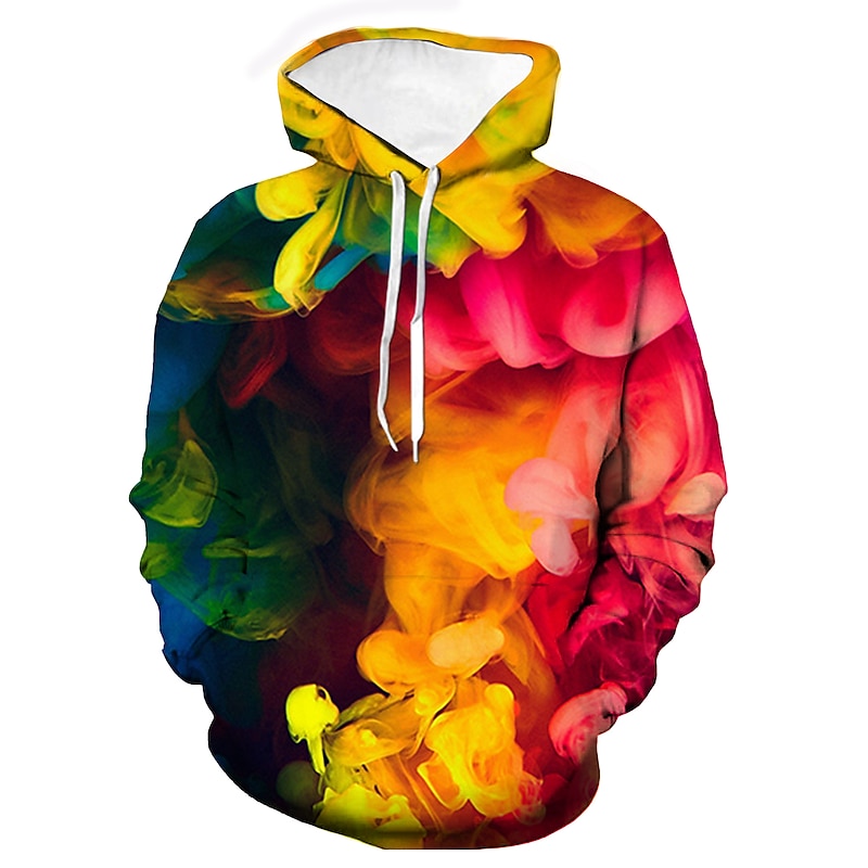 Men's Rainbow Hoodie Hoodies Sweatshirt Casual Long Sleeve Hooded Outdoor Street Holiday Yellow Purple Spring & Summer Designer3