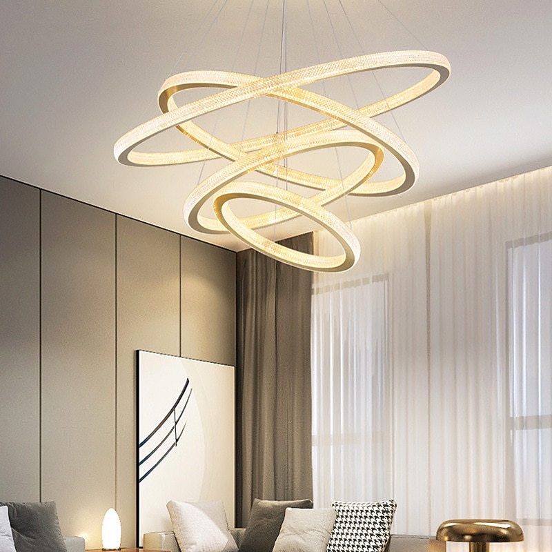 LED Pendant Light Modern 4 Rings Gold 80 cm Modern Nordic Luxury Light Aluminum Electroplated 110-120V 220-240V3