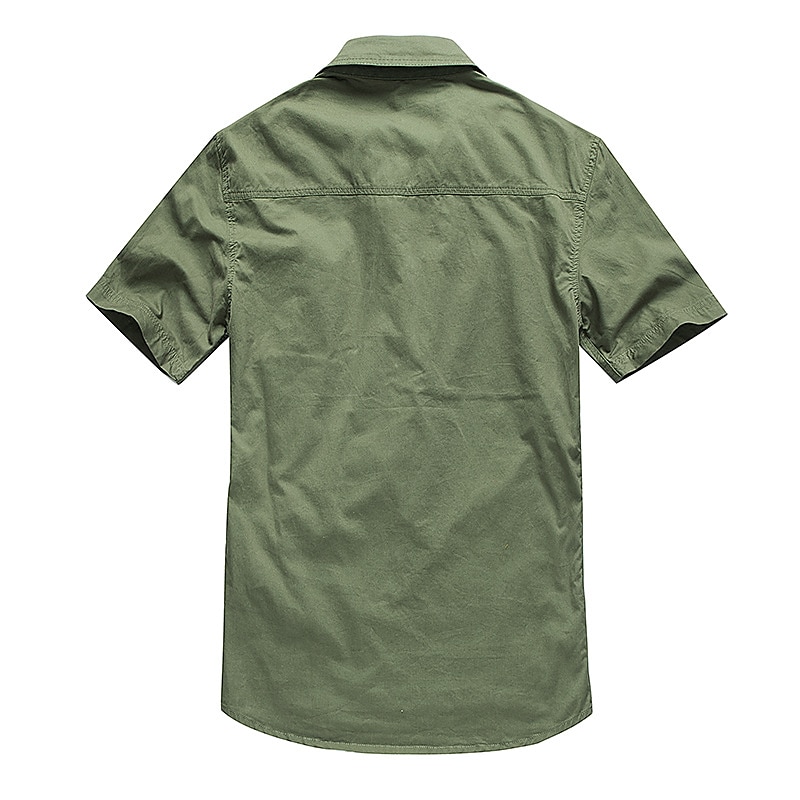 Men's Shirt Workwear Shirts Work Shirt Button Up Shirt Cargo Shirt Black Yellow Army Green Blue Khaki Short Sleeve Plain Solid Colored Collar Turndown Casual Daily Button-Down Clothing Apparel 1002