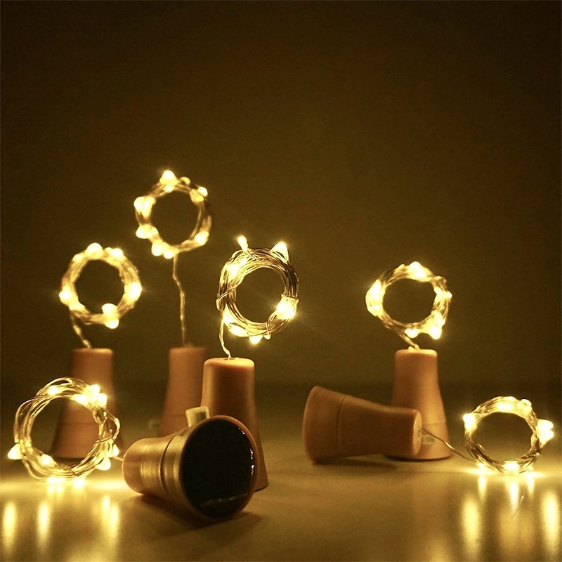Solar Wine Bottle String Lights Outdoor Wedding Decoration 2m 20LED Fairy Lights with Cork Waterproof Christmas Light Copper Garland Patio Garden String Lights 10pcs 6pcs 2pcs