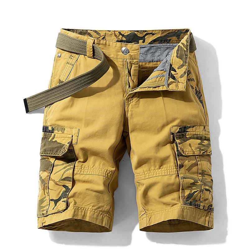 Men's Cargo Shorts Bermuda shorts with Side Pocket Multi Pocket Flap Pocket Solid Color Going out Streetwear Fashion Cargo Shorts ArmyGreen Blue