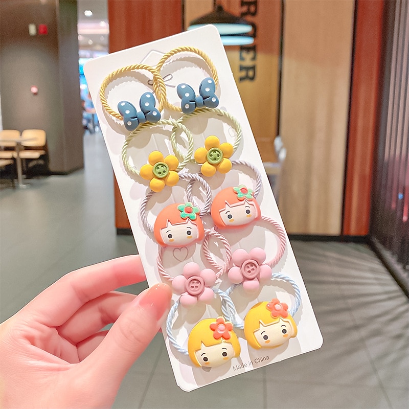 Kids / Toddler Girls' Hair Rope Cartoon Ten-Piece Cute Hair Rope Double Ponytail Hair Tie Girls High Elastic Rubber Band Hair Accessories4