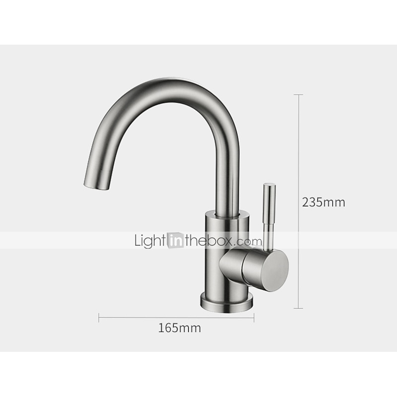Bathroom Sink Faucet,Single Handle Black Nickel/White Dainted/Brushed Nickel One Hole Standard Spout Stainless Steel Bathroom Sink Faucet with Hot and Cold Water4
