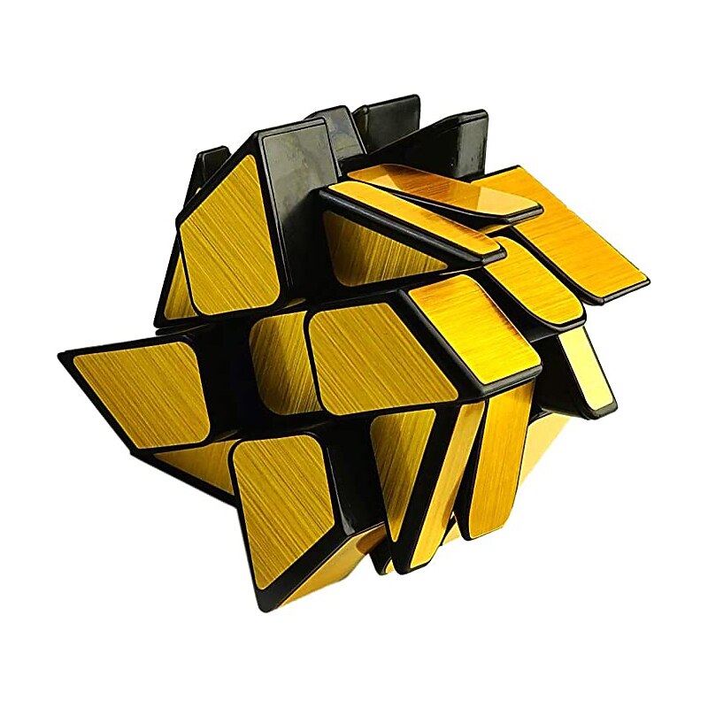 Mirror Speed Cube Set Magic Cube Pack of 2 Dysmorphism 3x3x3 Mirror Golden Wheel Cube and Mirror Silver Cube Twist Speed Cube Bundle Puzzle Games Toy for Boy and Girl and Adults3