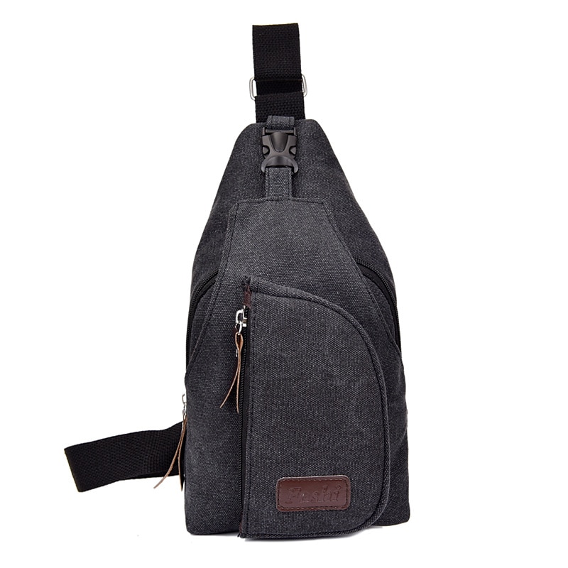 Unisex Sling Shoulder Bag Chest Bag Canvas Outdoor Sports Solid Colored Black Army Green Brown4