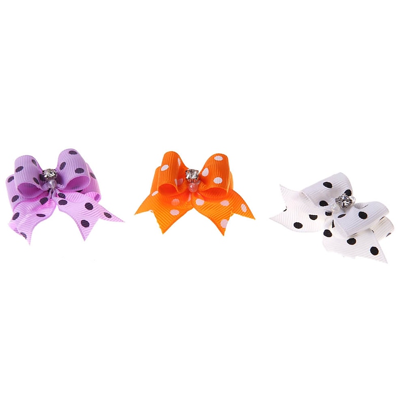 Dog Cat Pets Ornaments Hair Accessories Hair Bow Rhinestone Strobe / Flashing Handmade Polka Dot Bowknot Rhinestone 10pcs2