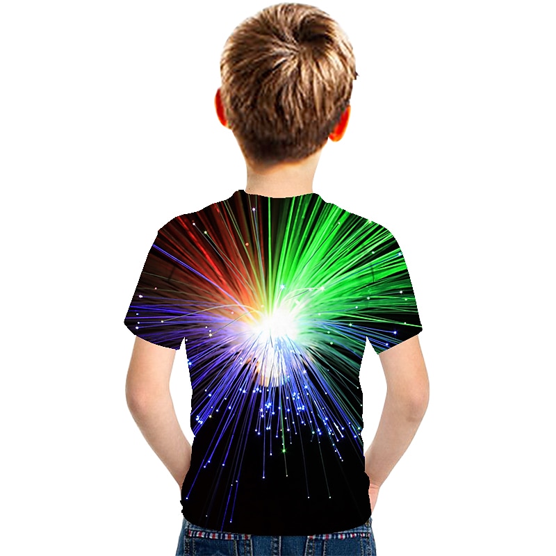 Boys 3D Graphic Color Block Optical Illusion T shirt Tee Short Sleeve 3D Print Summer Active Sports Streetwear Polyester Rayon Kids 3-12 Years2