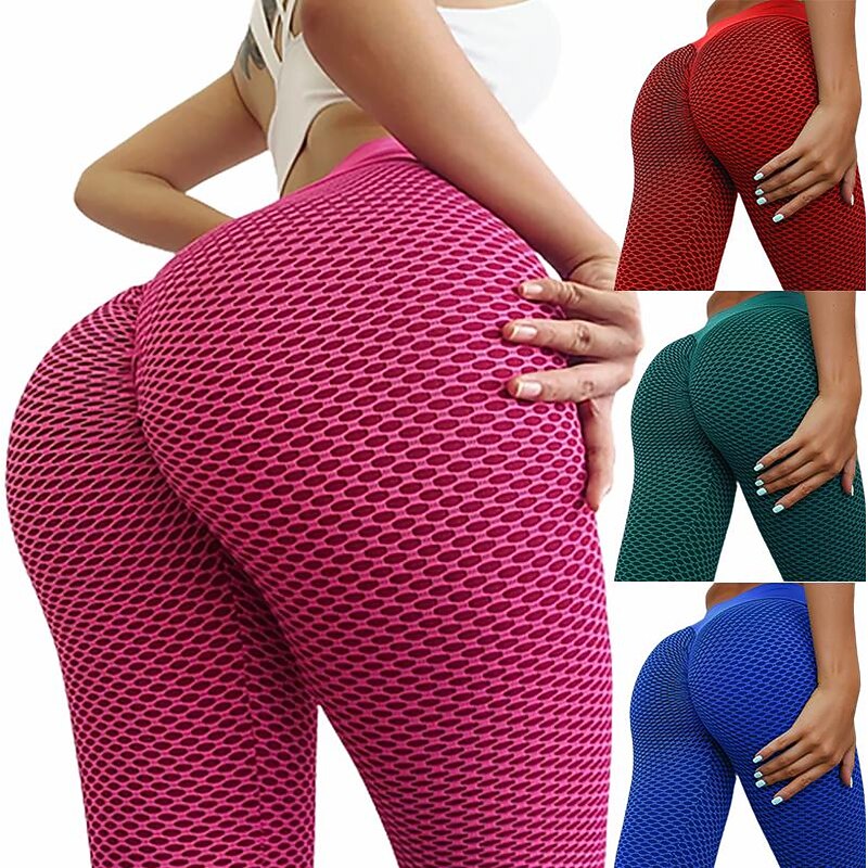 Women's Yoga Pants Scrunch Butt Ruched Butt Lifting Butt Lift 4 Way Stretch Tummy Control High Waist Gym Workout Running Fitness Tights Leggings Bottoms Black Pink Blue Spandex Fall Winter Sports