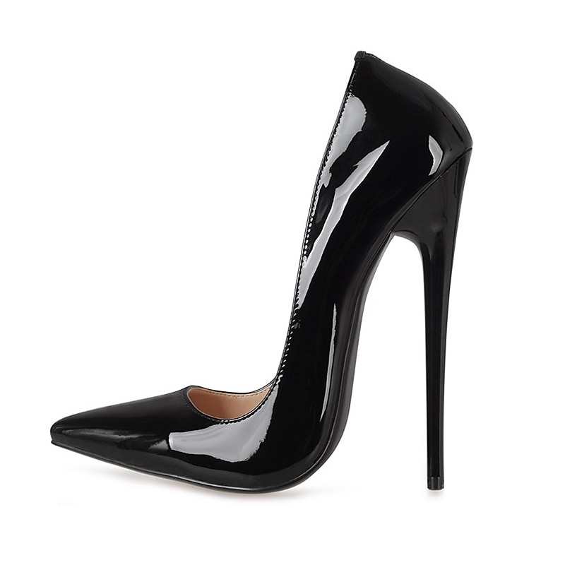 Women's Black Patent Leather Sexy Stiletto High Heels - Elegant Pointed Toe Pumps for Formal Events and Parties2