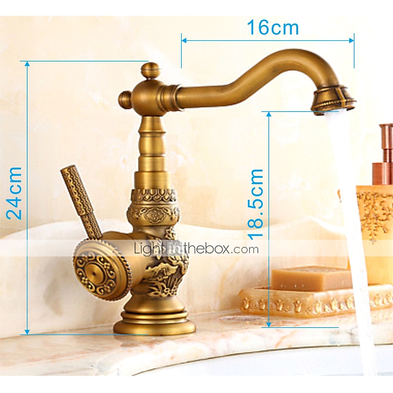 Bathroom Sink Faucet,Brass Single Handle One Hole Standard Spout Brass Finish Bath Taps With Hot and Cold Water4