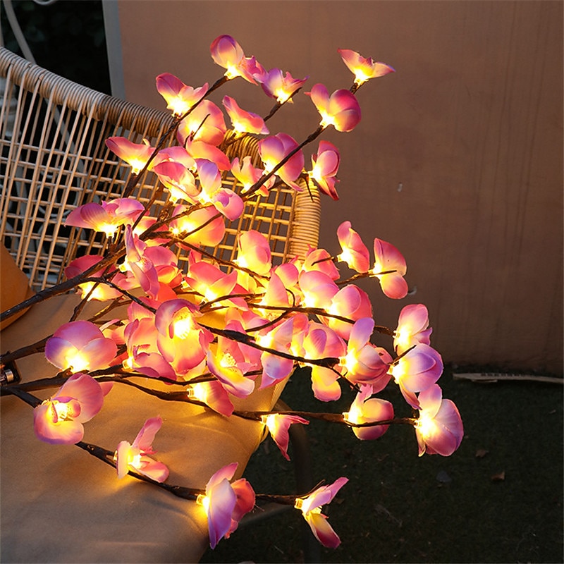 LED Phalaenopsis Branch Lamp 20 Bulbs Simulation Orchid Branch LED Fairy Lights Willow Twig Light Branch Mother's Day for Home Garden Decoration4