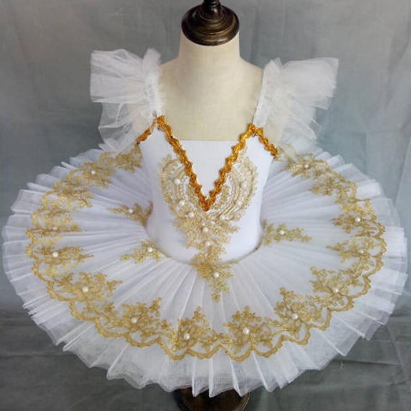 Ballet Tutu Dress Dress Imitation Pearl Lace Printing Girls' Training Performance Sleeveless High Lace Tulle - Main Image