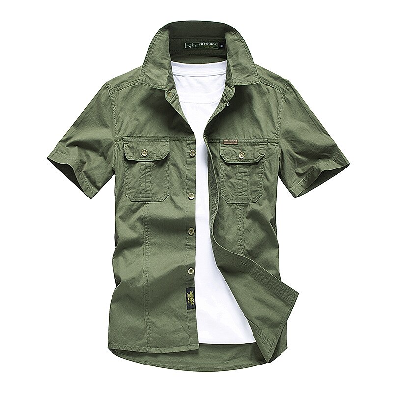 Men's Shirt Workwear Shirts Work Shirt Button Up Shirt Cargo Shirt Black Yellow Army Green Blue Khaki Short Sleeve Plain Solid Colored Collar Turndown Casual Daily Button-Down Clothing Apparel 100