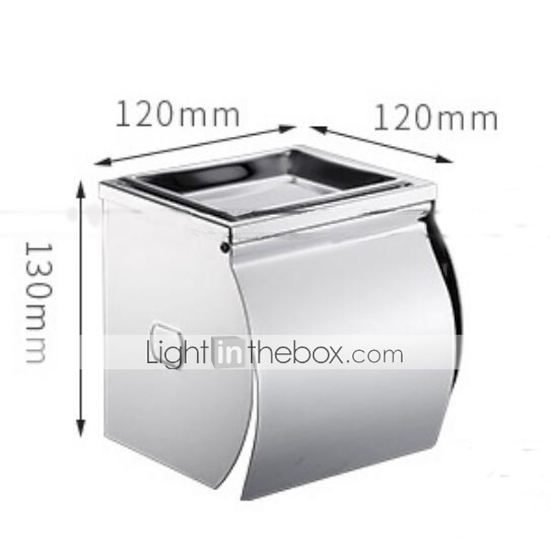 Toilet Paper Holder New Design Stainless Steel Mobile Phone Storage Shelf Wall Mounted Silvery 1pc4