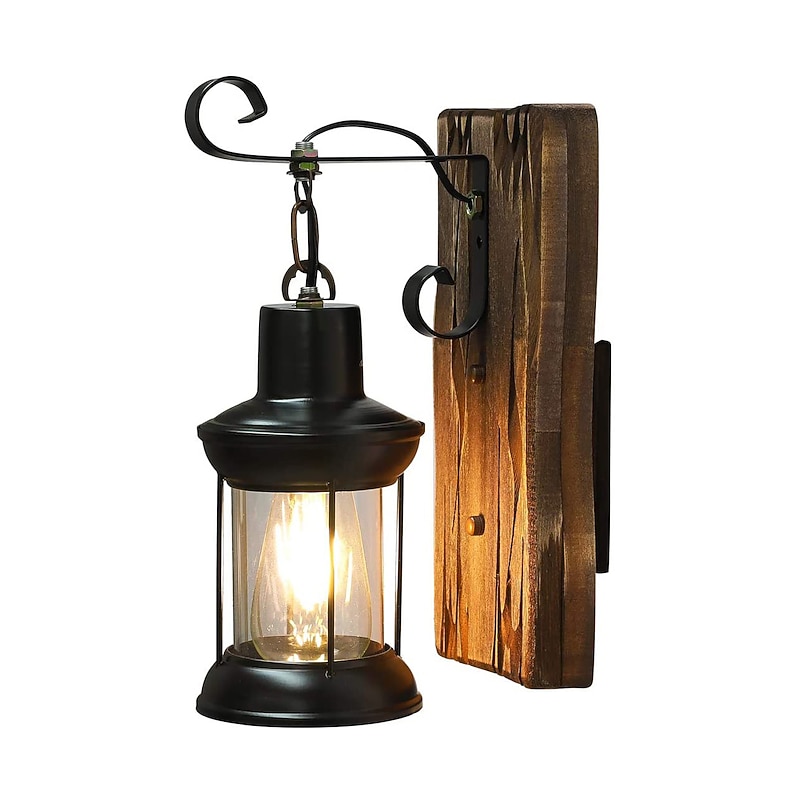 Lightinthebox LED Wall Light Vintage Retro Wooden Metal Painting Color Wall lamp Sconces Lighting Fixture With 6FT Plug In Cord And On/Off Switch EU/US Plug AC85-265V3