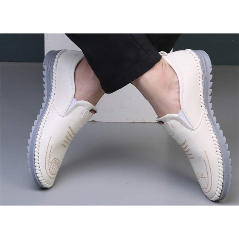 Men's White Breathable Slip-On Loafers – Lightweight Casual Walking Shoes with Hollow Out Design for Summer Travel & Daily Wear3