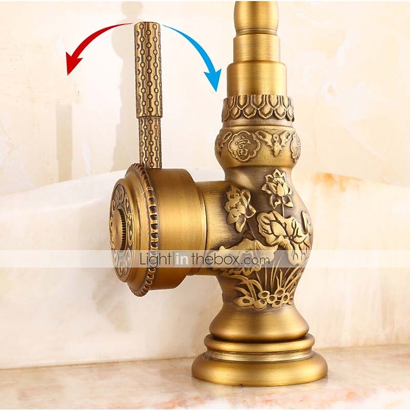 Bathroom Sink Faucet,Brass Single Handle One Hole Standard Spout Brass Finish Bath Taps With Hot and Cold Water3